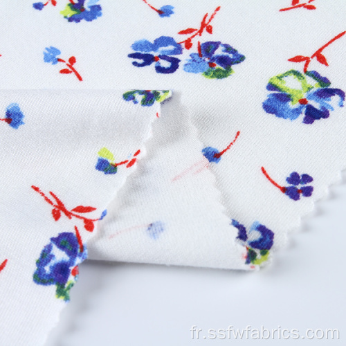 Tissu d&#39;impression textile de mini fleur tricoté personnalisé en jersey